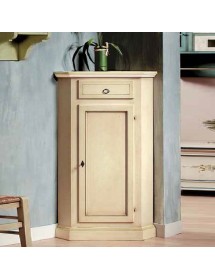 MOBILI 2G - Mobile ad angolo 1 Anta Legno shabby avorio anticato 54X54X130 vista frontale