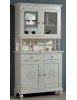 MOBILI 2G - Cristalliera 2 porte legno shabby bianco invecchiato pavoncella 112x49x206 vista frontale