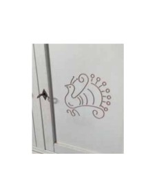 MOBILI 2G - Cristalliera 2 porte legno shabby bianco invecchiato pavoncella 112x49x206 vista frontale