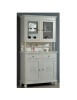 MOBILI 2G - Cristalliera 2 porte legno shabby bianco invecchiato pavoncella 112x49x206 vista frontale