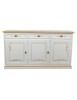 MOBILI 2G - Credenza 3 porte legno shabby avorio decori filo oro 156X42X86 vista frontale