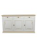 MOBILI 2G - Credenza 3 porte legno shabby avorio decori filo oro 156X42X86 vista frontale