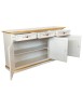 MOBILI 2G - Credenza 3 porte legno shabby avorio decori filo oro 156X42X86 vista frontale