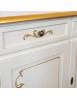MOBILI 2G - Credenza 3 porte legno shabby avorio decori filo oro 156X42X86 vista frontale
