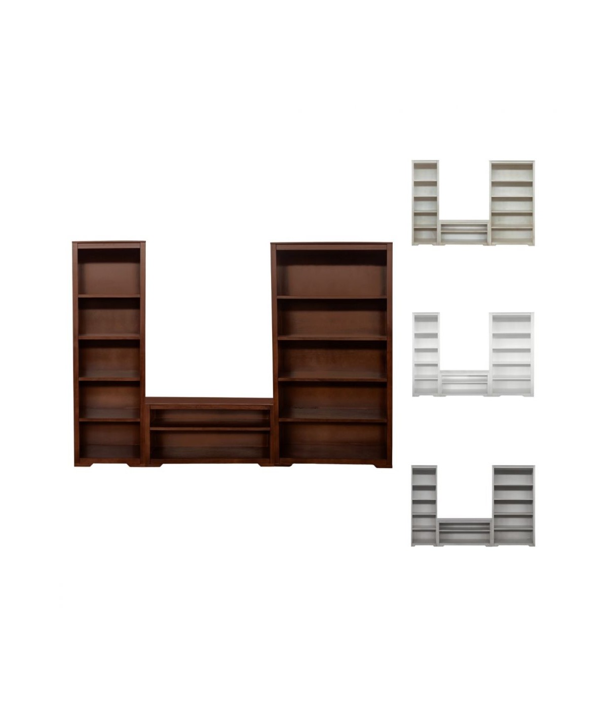 MOBILI 2G - Libreria componibile porta tv vani a giorno legno vari colori 280x40x187 vista frontale