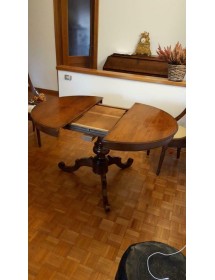 MOBILI 2G - TAVOLO ROTONDO ALLUNGABILE LEGNO GREZZO DIAMETRO 120x120 H.80