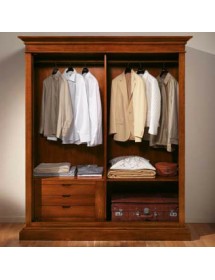 MOBILI 2G - Camera completa in legno arte povera tinta noce vista frontale