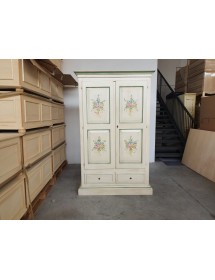 ARMADIO 2 PORTE IN LEGNO SHABBY BIANCO PATINATO/VERDE 125X61X200