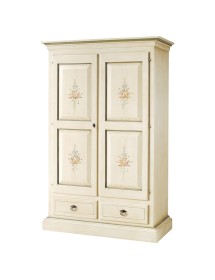 MOBILI 2G - ARMADIO 2 PORTE IN LEGNO SHABBY BIANCO PATINATO/VERDE 125X61X200