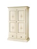 MOBILI 2G - ARMADIO 2 PORTE IN LEGNO SHABBY BIANCO PATINATO/VERDE 125X61X200