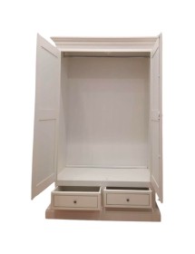 ARMADIO 2 PORTE LEGNO SHABBY AVORIO DECORATO FILO VERDE 125X61X200
