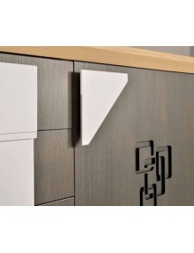 CREDENZA FRASSINO ANTRACITE PORO APERTO 2 PORTE CON ZOCCOLO L.210 P...