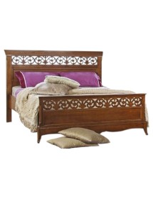 MOBILI 2G - Letto matrimoniale classico traforato legno noce bassano 180X216X120 vista frontale