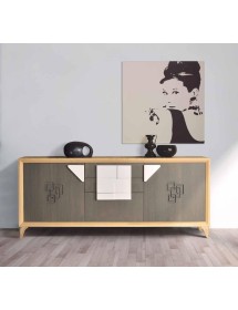 CREDENZA FRASSINO ANTRACITE PORO APERTO 2 PORTE CON ZOCCOLO L.210 P...