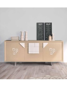 CREDENZA FRASSINO LACCATO ONICE PORO APERTO 2 PORTE CON ZOCCOLO L.2...