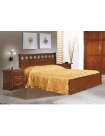 MOBILI 2G - CAMERA COMPLETA IN LEGNO MASSELLO ARTE POVERA TINTA NOCE vista totale completa