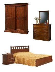 MOBILI 2G - Camera completa in legno arte povera tinta noce