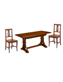 Set tavolo fratino 160X85 180x85 180x100 arte povera allungabile con 6 sedie legno seduta legno vista frontale