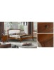 Letto classico legno sagomato tinta noce testata ecopelle 184x210x120 VISTA FRONTALE