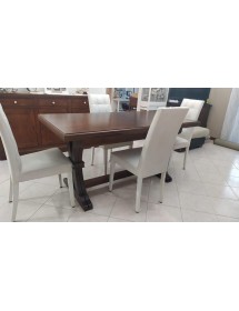 Set tavolo fratino 160X85 180x85 180x100 arte povera allungabile con 6 sedie legno seduta legno vista frontale