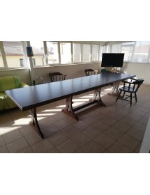 Set tavolo fratino 160X85 180x85 180x100 arte povera allungabile con 6 sedie legno seduta legno vista frontale