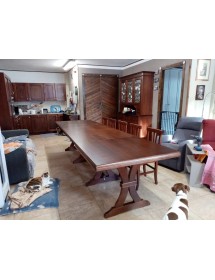 Set tavolo fratino 160X85 180x85 180x100 arte povera allungabile con 6 sedie legno seduta legno vista frontale