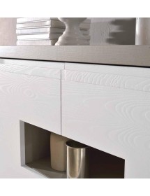 CREDENZA ALTA IN FRASSINO ANTRACITE 2 PORTE E VANO A GIORNO CON PIE...