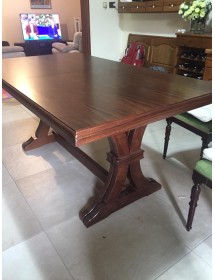 Set tavolo fratino 160X85 180x85 180x100 arte povera allungabile con 6 sedie legno seduta paglia vista frontale