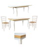 Set tavolo rettangolare shabby 100x70 120x80 140x80 160x85 allungabile con 4/6 sedie legno seduta paglia