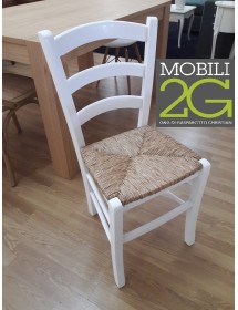 Set tavolo rettangolare shabby 100x70 120x80 140x80 160x85 allungabile con 4/6 sedie legno seduta paglia