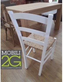 Set tavolo rettangolare shabby 100x70 120x80 140x80 160x85 allungabile con 4/6 sedie legno seduta paglia