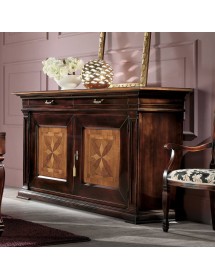 CREDENZA 2 PORTE CLASSICA INTARSIO LEGNO BICOLORE 200X56x113