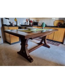 Set tavolo fratino 160X85 180x85 180x100 arte povera allungabile con 6 sedie legno seduta legno vista frontale