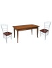 MOBILI 2G - Set tavolo rettangolare 100x70 120x80 140x80 160x85 allungabile con 4/6 sedie legno seduta legno vista frontale