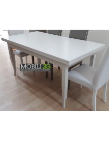 MOBILI 2G - Set tavolo rettangolare 100x70 120x80 140x80 160x85 allungabile con 4/6 sedie legno seduta legno vista frontale