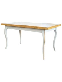 Set tavolo rettangolare shabby 100x70 120x80 140x80 160x85 allungabile con 4/6 sedie legno seduta legno vista frontale