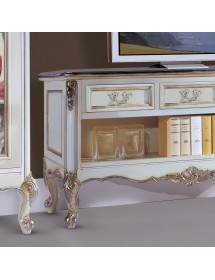 Parete attrezzata classica legno shabby bianco argento