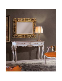 Consolle classica legno shabby bianco argento 133X48x80