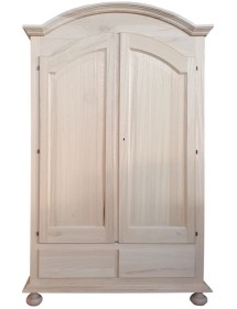 MOBILI 2G - ARMADIO 2 PORTE CAPPELLO SAGOMATO LEGNO GREZZO 125X61X200