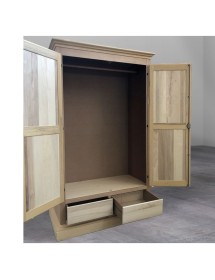 MOBILI 2G - ARMADIO 2 PORTE CAPPELLO DRITTO LEGNO GREZZO 125X61X200