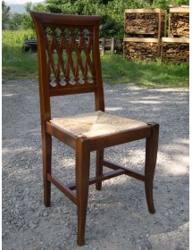 SET 2 SEDIE LEGNO SEDUTA PAGLIA ARTE POVERA TINTA NOCE