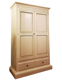 ARMADIO 2 PORTE LEGNO SHABBY AVORIO 125X61X200 VISTA FRONTALE