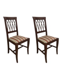 Set 2 sedie legno classico noce imbottita tessuto vari colori 43x45x91 vista frontale