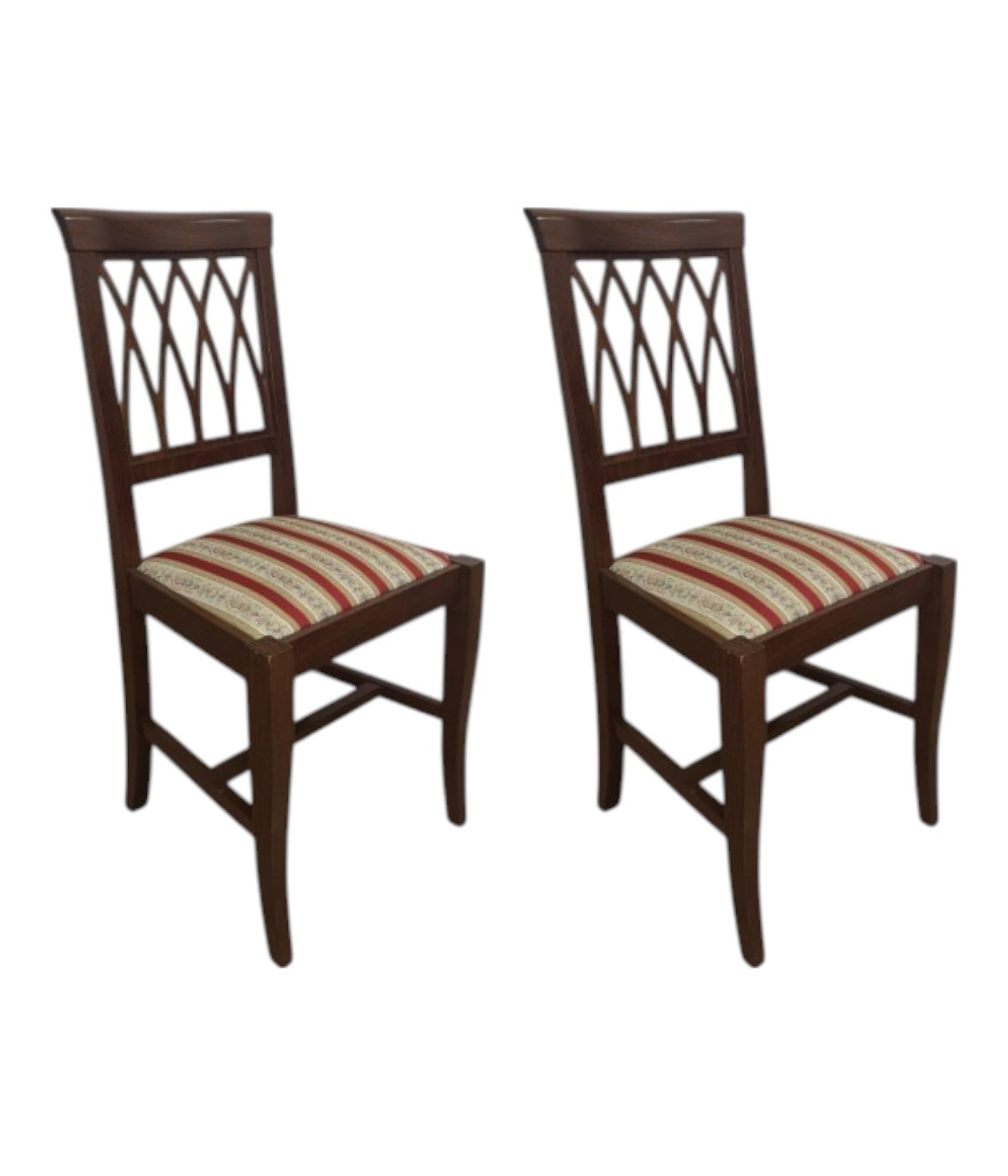 Set 2 sedie legno classico noce imbottita tessuto vari colori 43x45x91 vista frontale