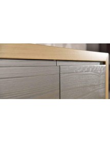 CREDENZA ALTA IN FRASSINO NATURALE 3 PORTE E VANO A GIORNO CON PIED...
