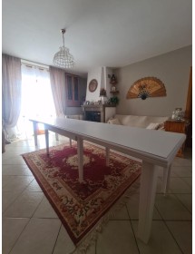 Set tavolo shabby 160X85 180x85 180x100 allungabile con 6 sedie legno seduta legno vista frontale