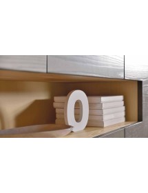 CREDENZA ALTA IN FRASSINO NATURALE 3 PORTE E VANO A GIORNO CON PIED...