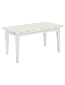 MOBILI 2G - Tavolo classico rettangolare allungabile in legno bianco 160x85 VISTA LATERALE