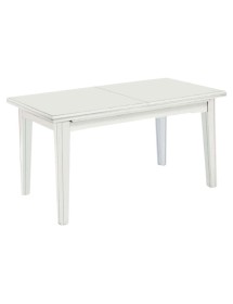 MOBILI 2G - Tavolo classico rettangolare allungabile in legno 180x85 bianco VISTA LATERALE