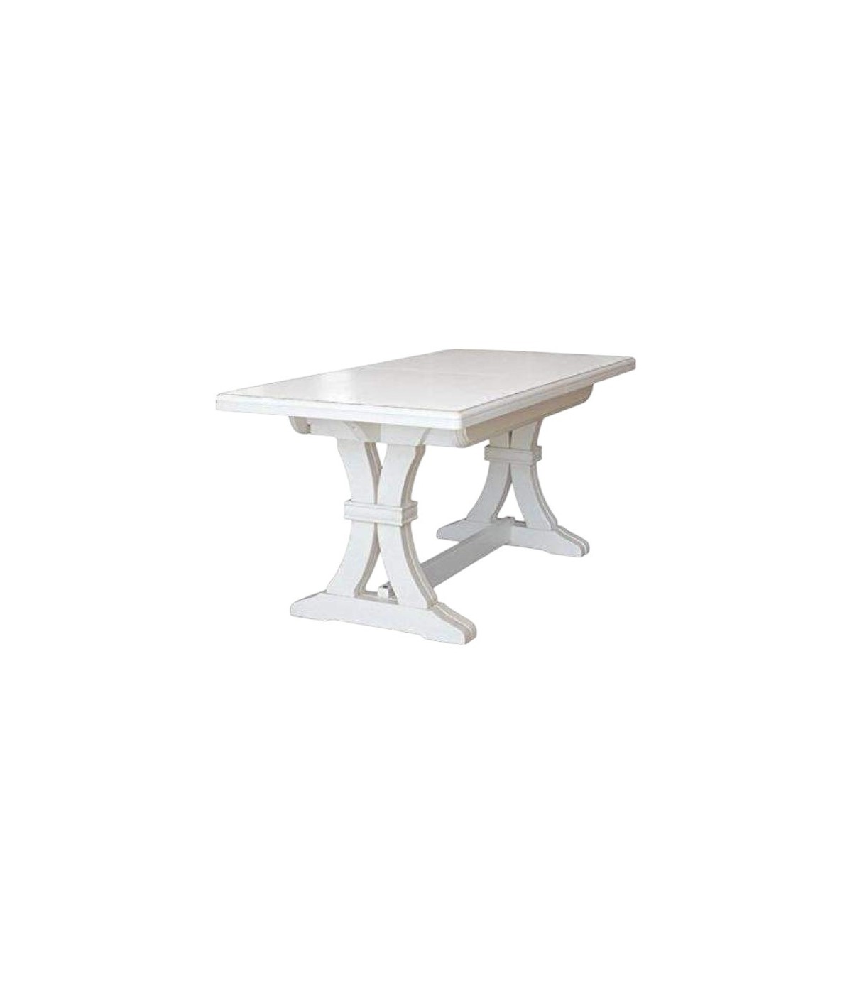 MOBILI 2G - Tavolo classico In Legno Rettangolare Allungabile Laccato Bianco 180x85